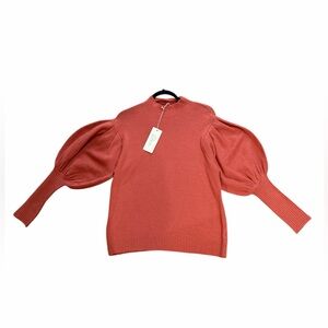 Elan Orange Sweater with Puff Sleeves NWT